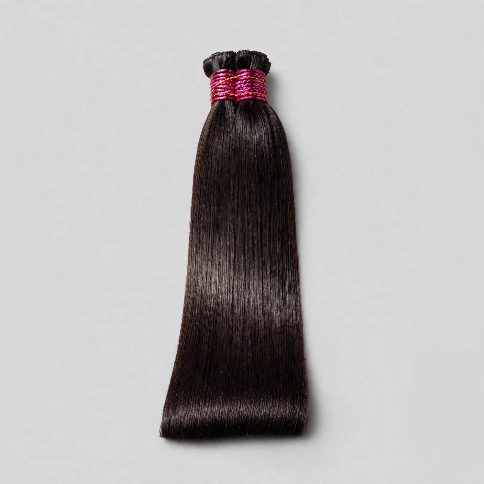 Cabelo humano preto, liso, de 65 centímetros